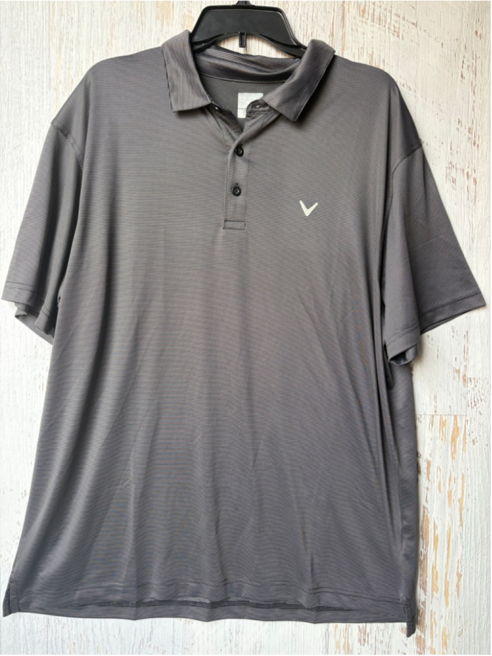 Men's Callaway Polo Shirt XL Grey Striped Performance Golf Top